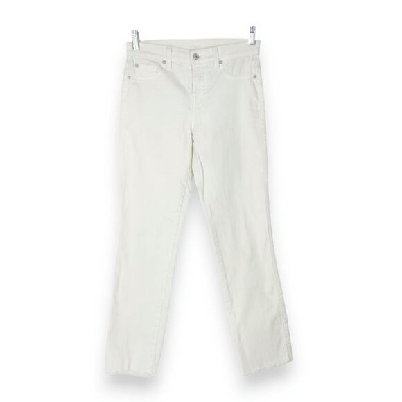 7 For All Mankind Roxanne Ankle Jeans 25x26 White Slim Fit Stretch Designer - Picture 2 of 12
